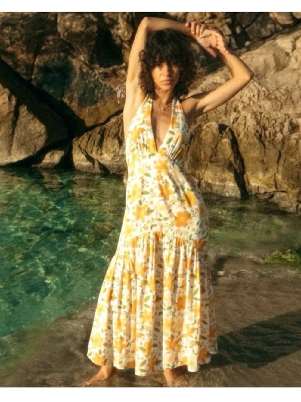 BILLABONG Feelin Retro Floral Halter Maxi Dress